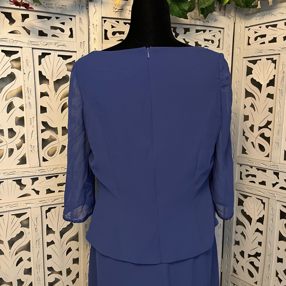 JADE BY JASMINE PRETTY PERIWINKLE BLUE WITH BEADING SHORT SLEEVE FORMAL DRESS - Picture 9 of 13